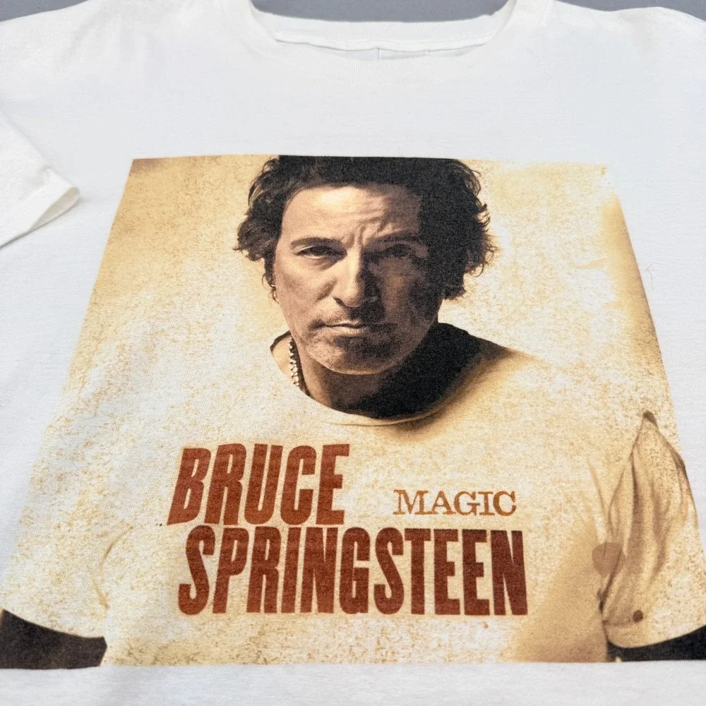 Bruce Springsteen‎ Magic Album Tour T-Shirt Mens 2XL White Graphic Tee Tracklist